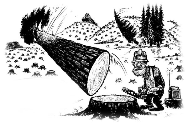 Вырубка леса карикатура