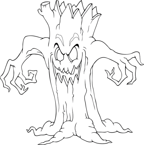 Раскраска страшное дерево