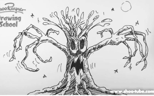 Картинки для срисовки дерево страшное