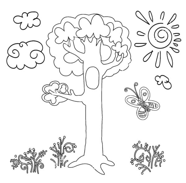 Летнее дерево раскраска