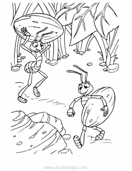 Стрекоза и муравей раскраска