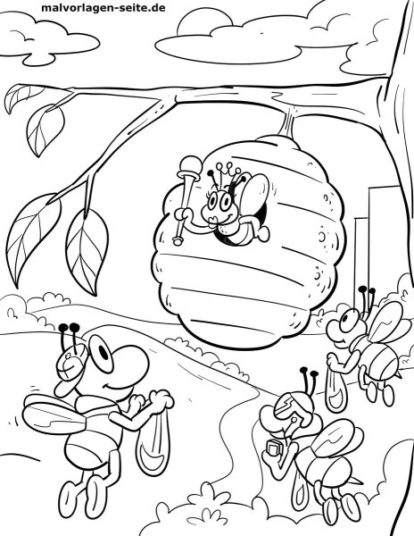 Улей с пчелами раскраска для детей