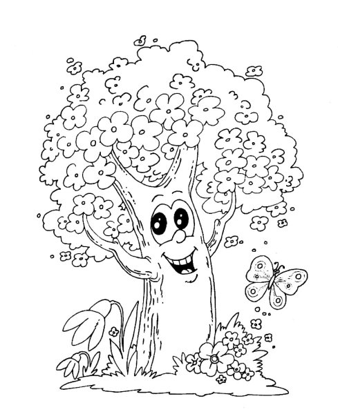 Дерево раскраска для детей
