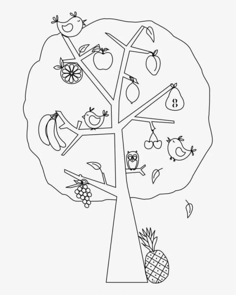 Грушевое дерево раскраска для детей