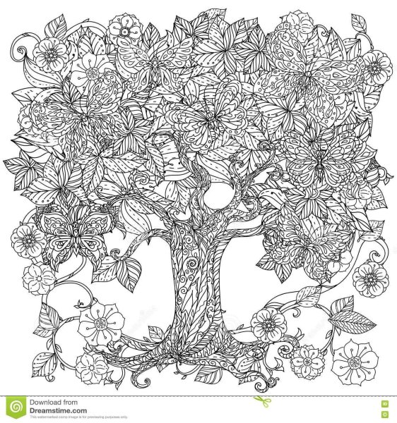 Дерево раскраска для взрослых