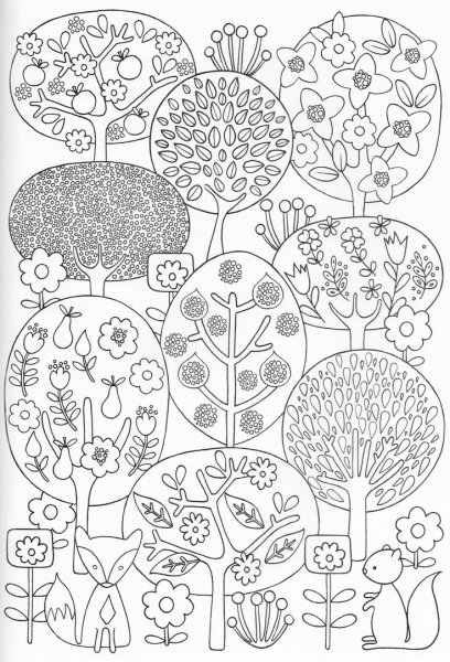 Раскраска антистресс дерево