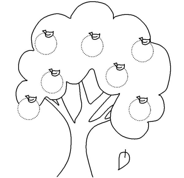 Дерево с яблоками раскраска для малышей