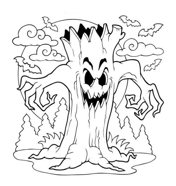 Раскраски лес Хэллоуин