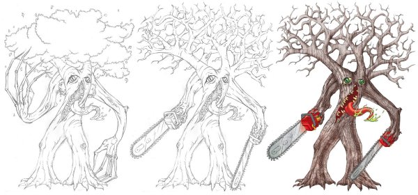 Раскраска страшное дерево