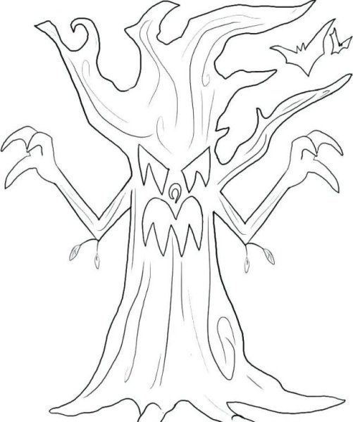 Раскраска страшное дерево