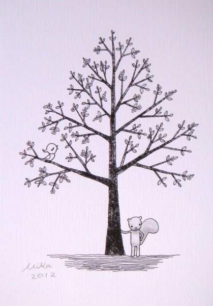 Дерево для срисовки легко