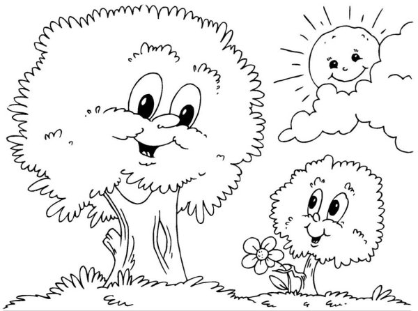 Раскраска веселое дерево