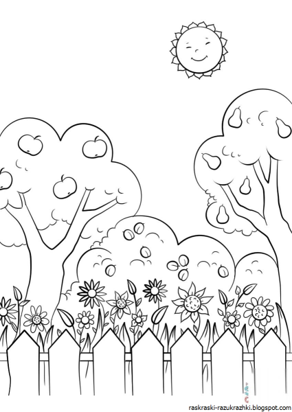 Сад раскраска для детей