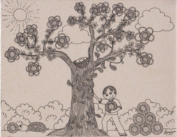 Чудо дерево рисунок карандашом