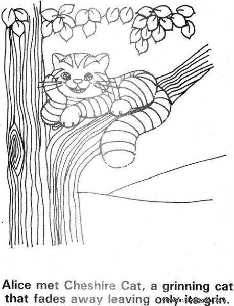 Раскраска кот на дереве