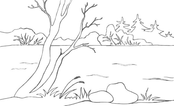 Контуры пейзажей для рисования