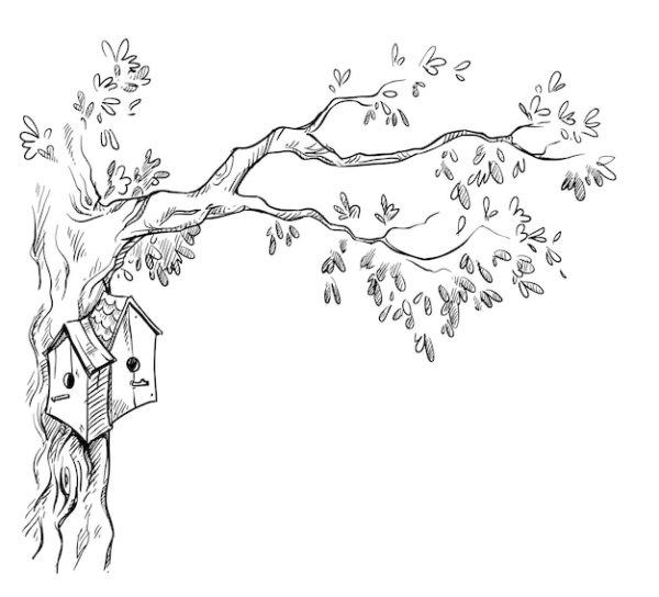 Раскраска скворечник на дереве