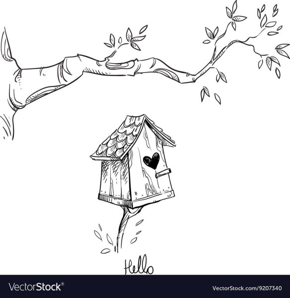 Дерево черно белое для скворечника