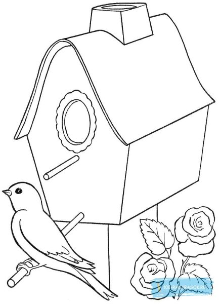 Скворечник раскраска для детей