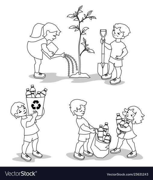Раскраска дети сажают деревья