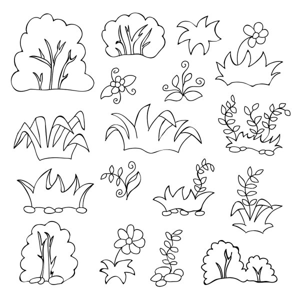 Куст раскраска для детей