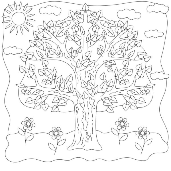 Осеннее дерево раскраска