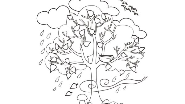 Осенние раскраски дерево желании