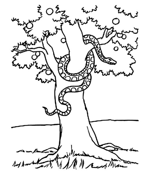 Змей в Эдемском саду раскраска