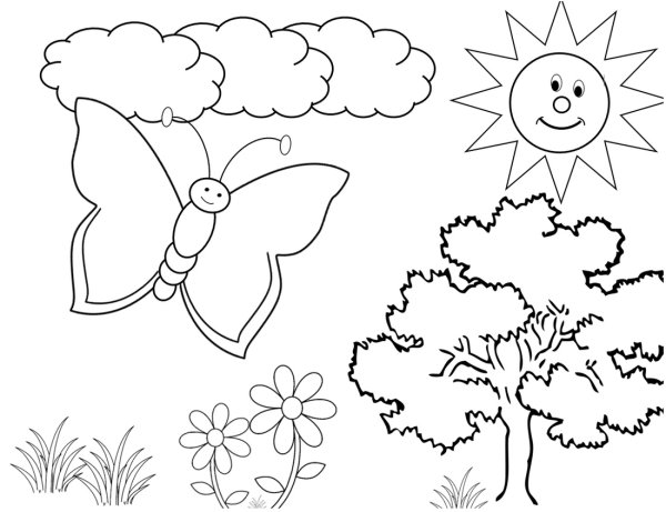 Дерево и солнце раскраска