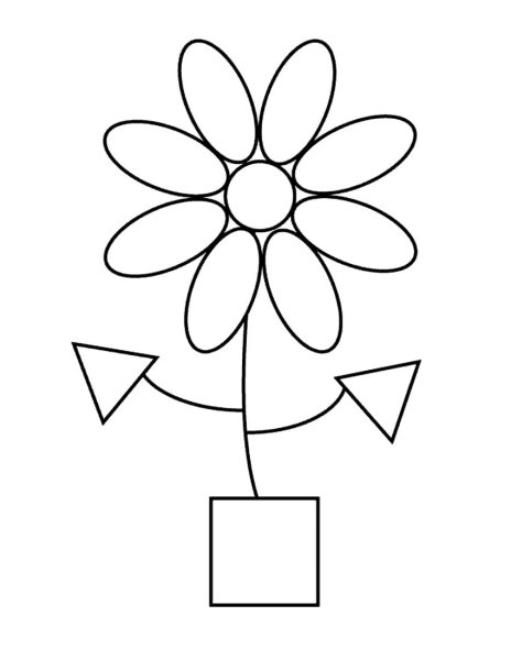Цветы из геометрических фигур раскраска