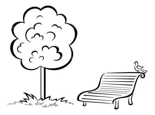 Раскраска скамейка в парке