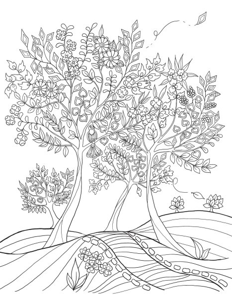 Раскраска антистресс дерево