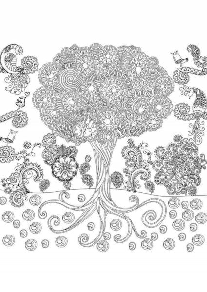 Дерево раскраска для взрослых