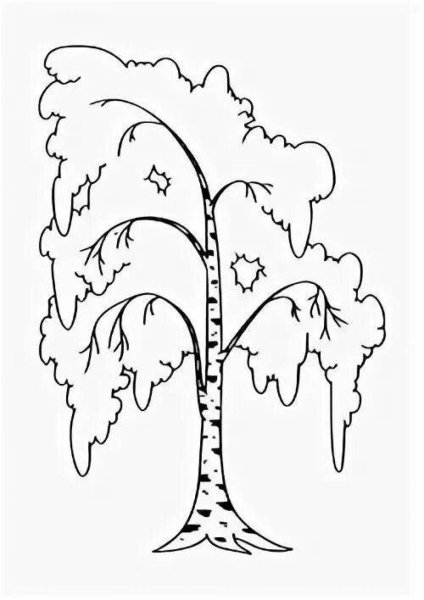 Береза раскраска для детей