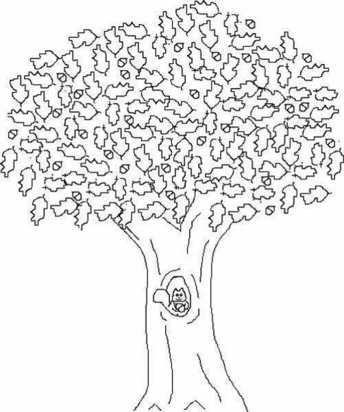 Дерево для распечатки черно-белое