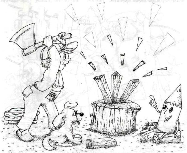 Топор рубит раскраска