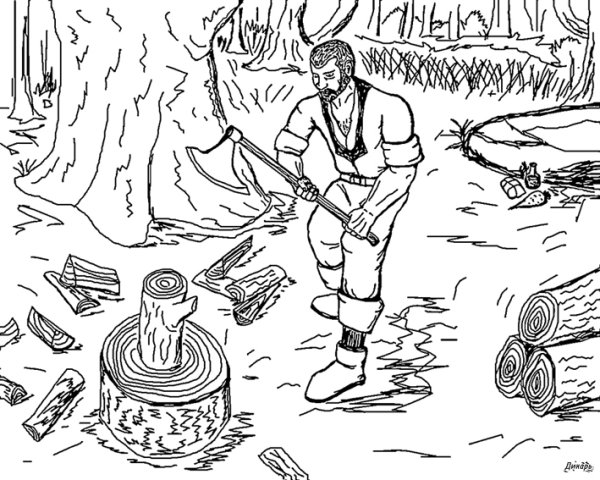 Лесоруб рисунок карандашом