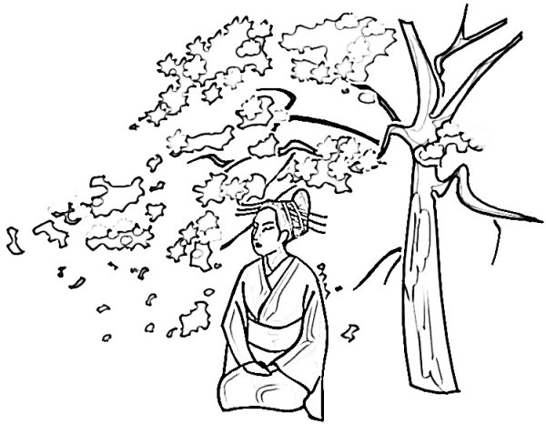 Сакура раскраска