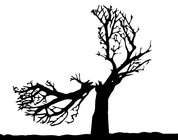 Сломанные деревья силуэт