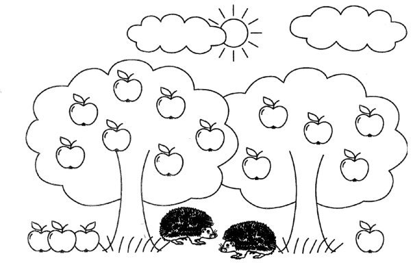 Яблоня раскраска для малышей