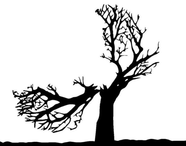 Сломанные деревья силуэт