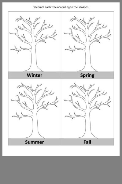 Раскраска дерево по временам года