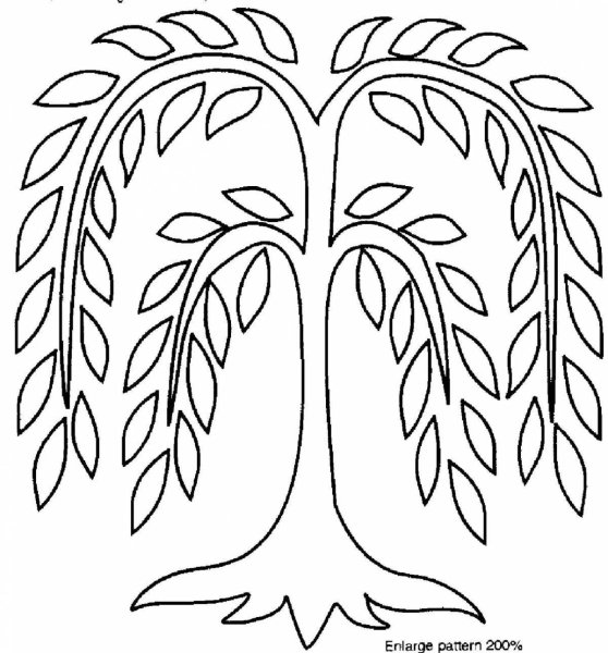 Ива дерево трафарет