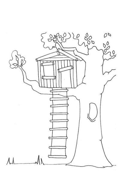 Дом на дереве раскраска для детей