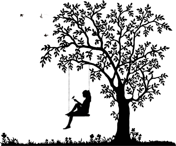 Силуэт под деревом