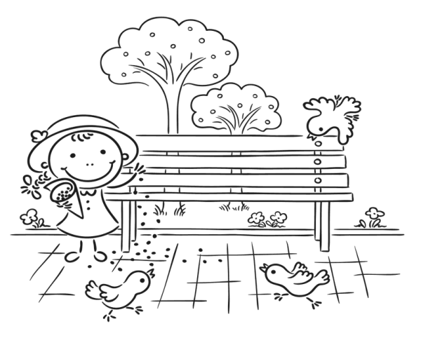 Раскраска парк скамейка в парке