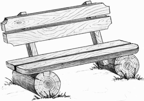 Эскиз скамейки из дерева