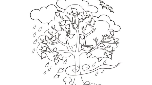 Осенние раскраски дерево желании