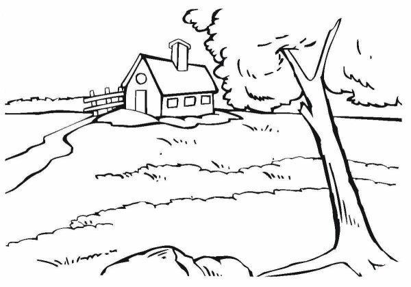 Пейзаж для раскрашивания детям
