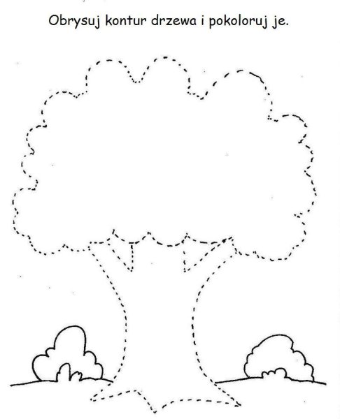Дерево по точкам для дошкольников